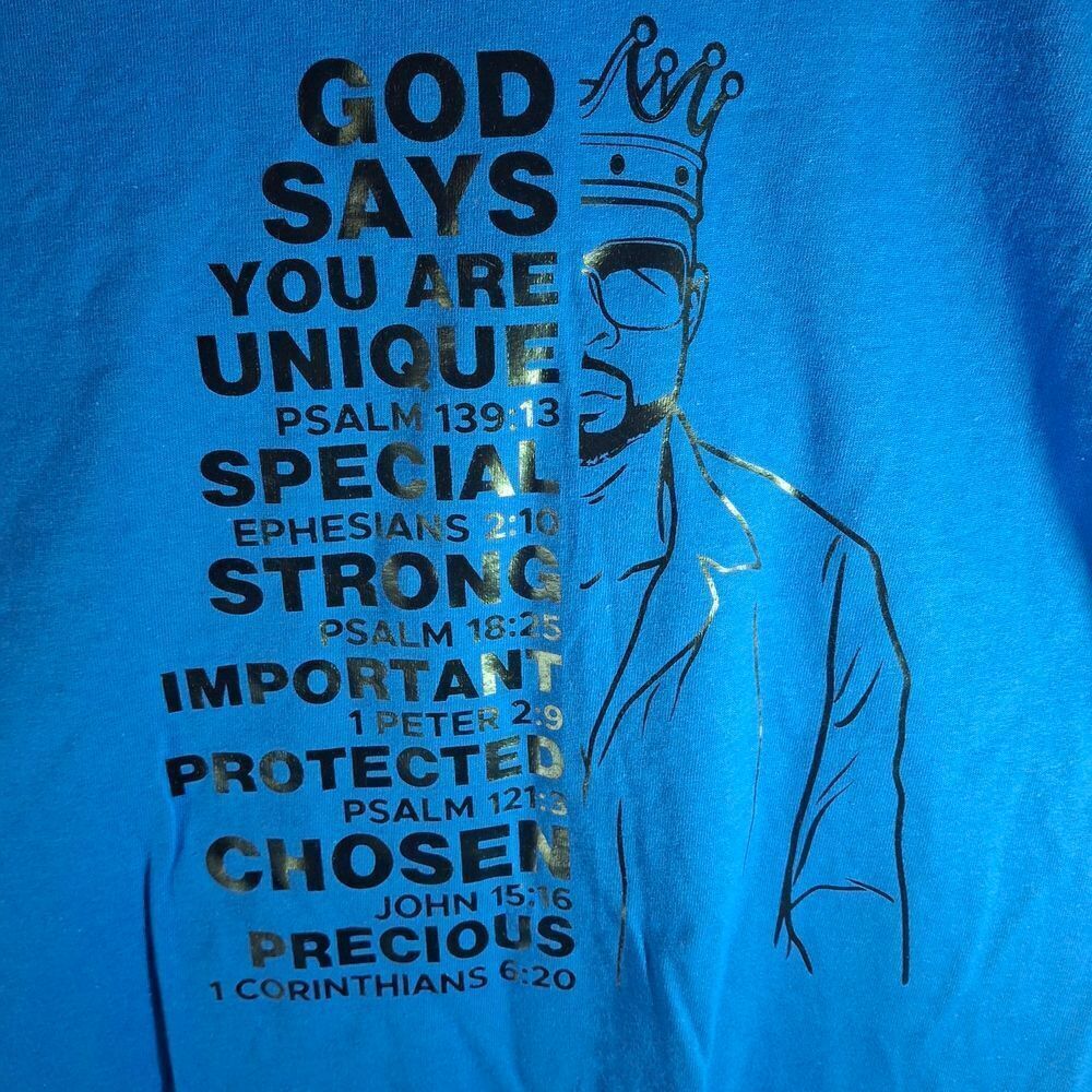 Blue Graphic Faith-Based Men's Short Sleeve Tee